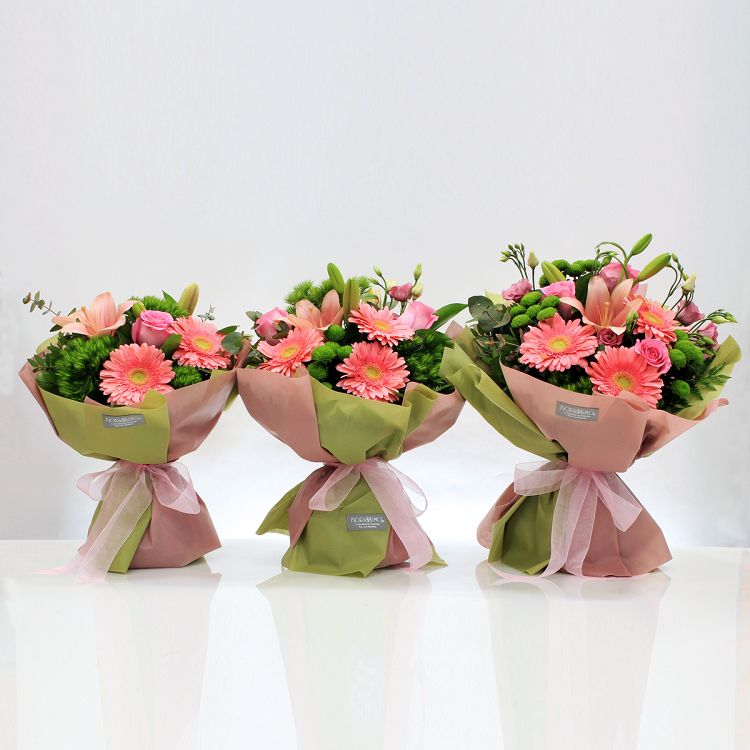 Bouquet of pink seasonal cut flowers