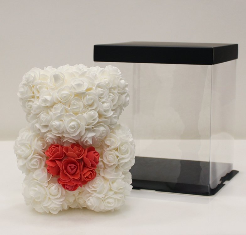 Rose Bear μικρό! Λευκό καρδιά