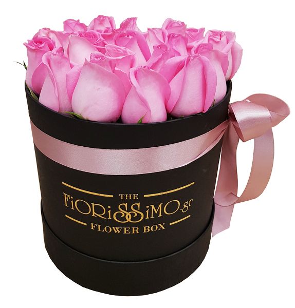 Flower Box 21 pink roses L- Black