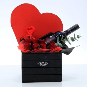 Red Roses with wine!