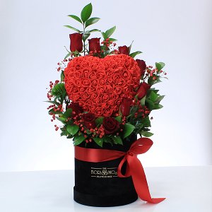 Box with red roses and latex heart!