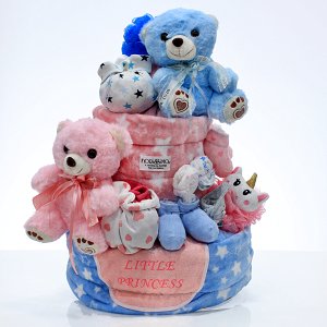Diaper cake for twins