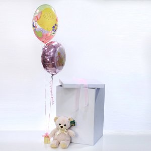 Toys box with balloons! girl
