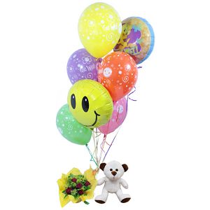 Bouquet Of Balloons And Flowers