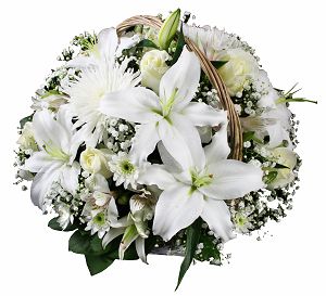 Basket With White Flowers 