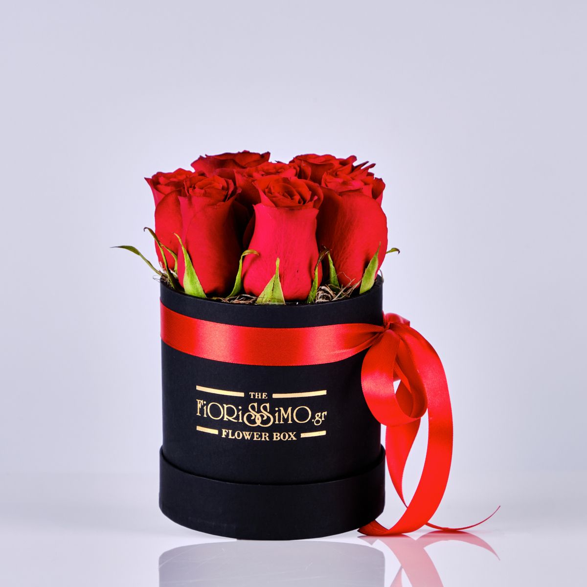 Κουτί 7 κόκκινα τριαντάφυλλα Μικρό- Μαύρο