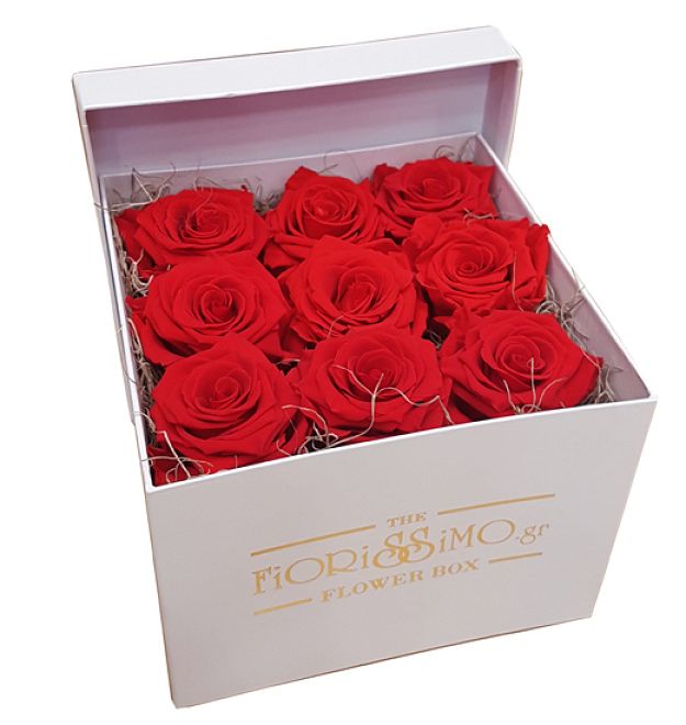 Λευκό Κουτί με Forever roses κόκκινα!