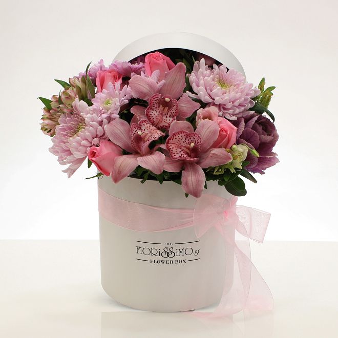 Pink Beauty White Flower Box