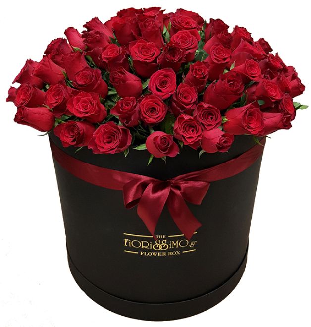 Μαύρο κουτί με κόκκινα τριαντάφυλλα Jumbo!