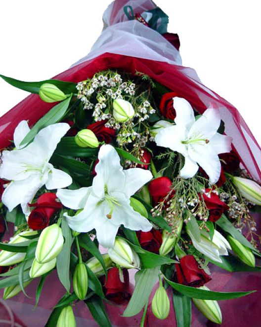 Bouquet Of Lillies And Roses