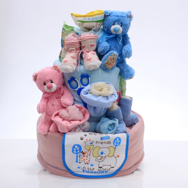 Diaper cake for twins