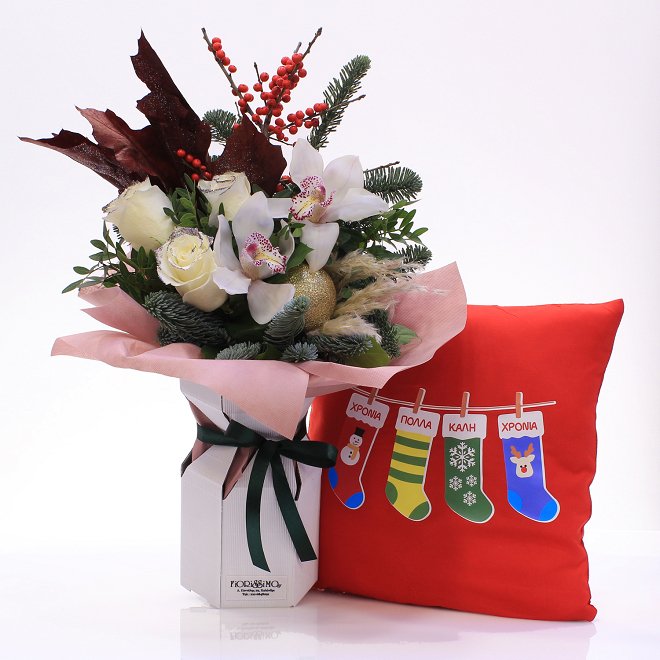 Bouquet with water wrapping and pillow!
