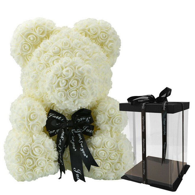 Latex Rose Bear big! White! Courier