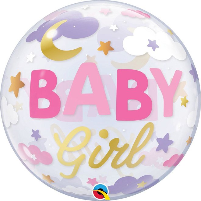 Baby girl clouds bullbe balloon