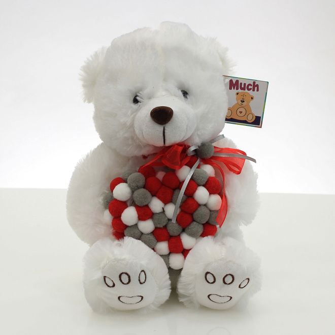 Plush bear Multicolor heart- Small 28cm