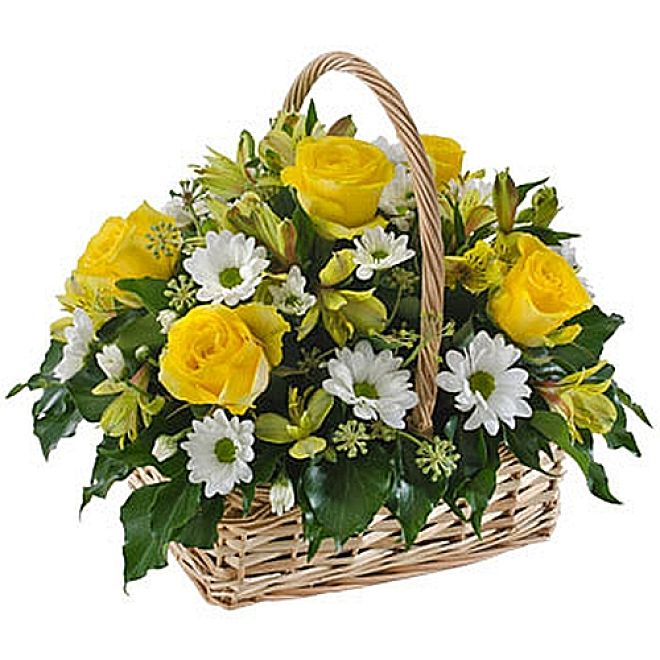 A Basket With Yellow Flowers