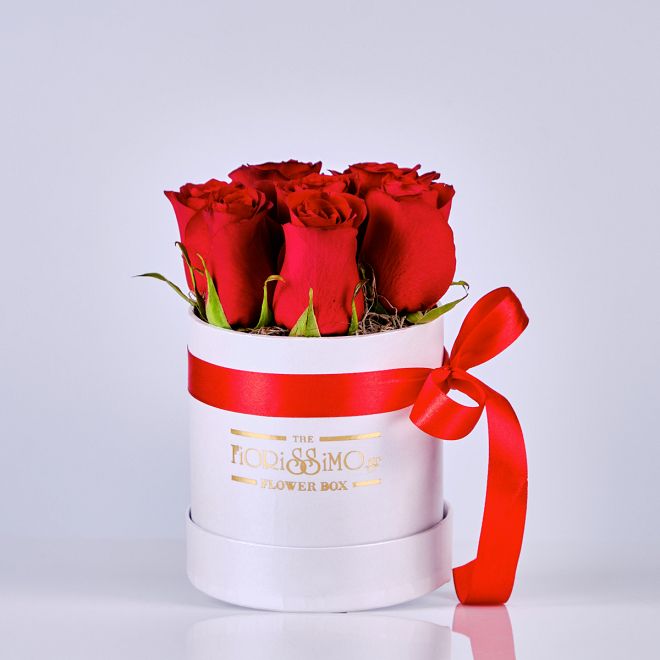 Λευκό κουτί κόκκινα τριαντάφυλλα- Small