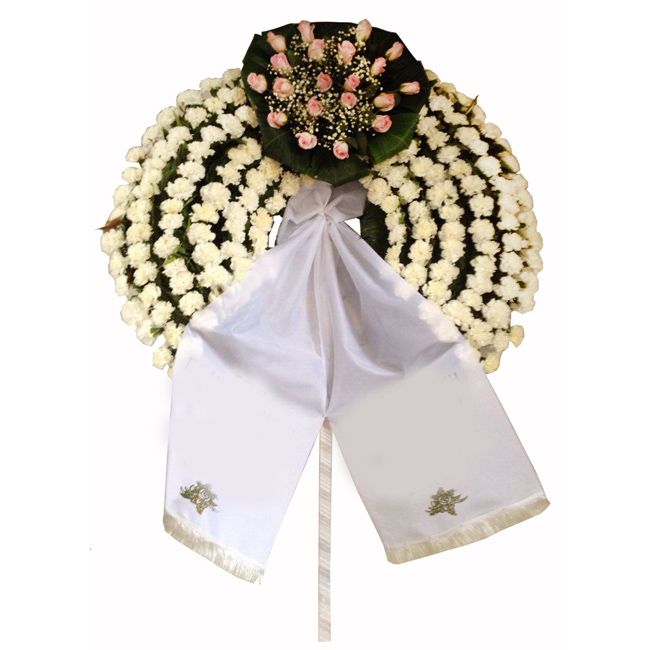 One leg funeral wreath with roses on top