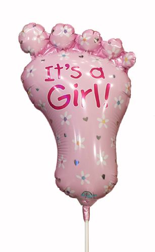 Baby girl fooprint balloon on stick