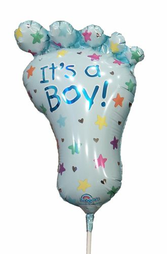 Baby boy footprint balloon on stick