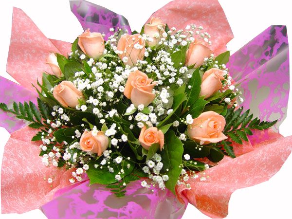 Round Hand Tied Bouquet Of Pink Roses