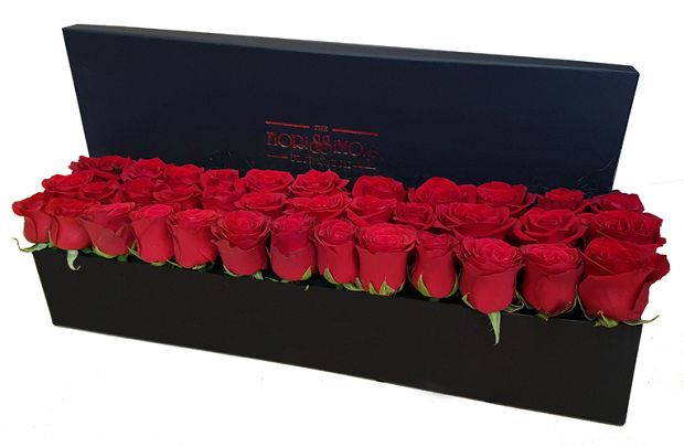 Μαύρο Κουτί Κόκκινα Τριαντάφυλλα Elegance