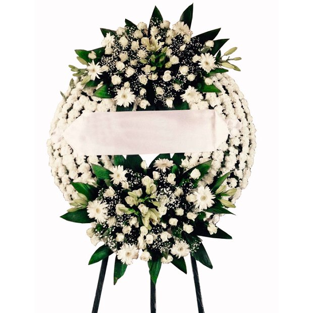 3 leg funeral wreath with 2 arrangments