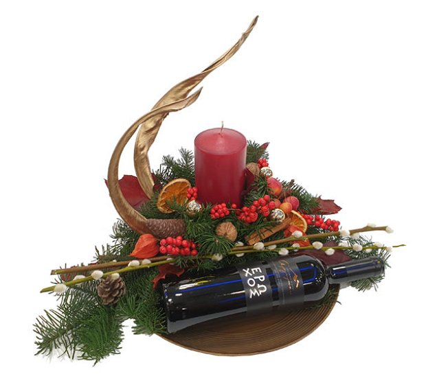 Arrangement With Fir And Wine 