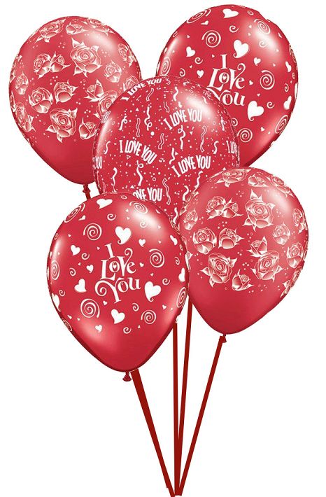 5 Latex love balloons