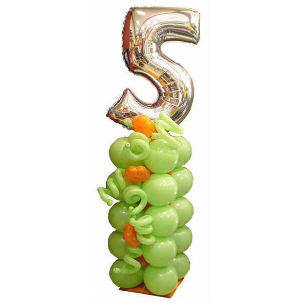 Birthday Balloons column with foil number