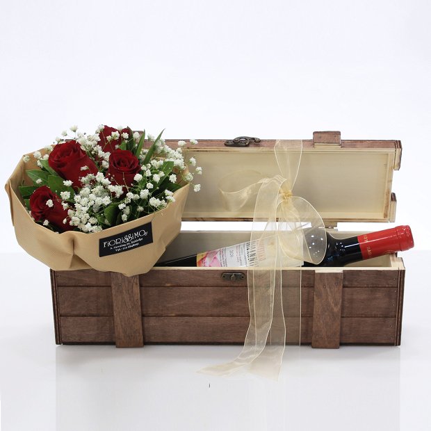 Wine And Roses in wooden crate!