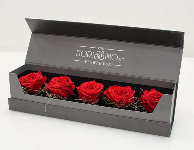 5 Forever Roses in a grey box! Courier