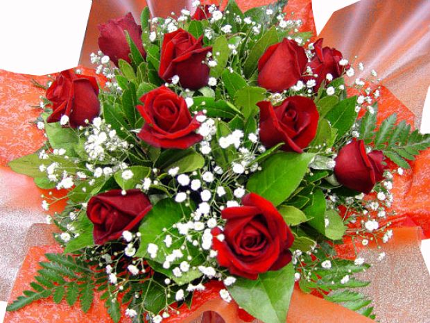 Round Hand Tied Bouquet Red Roses